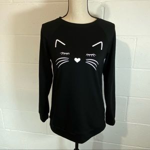 Beyove Black Cat Face Sweatshirt